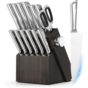 14 PCS Japanese Stainless Steel Kitchen Knife Set with Block