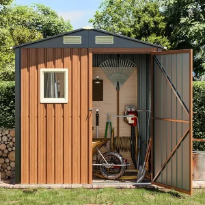 6x4 Ft, Lockable Metal Garden Shed with Window