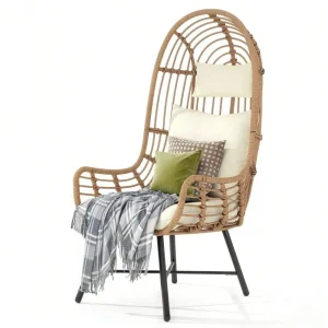 Patio Oversized Rattan Egg Chair W/ Stand Cushion